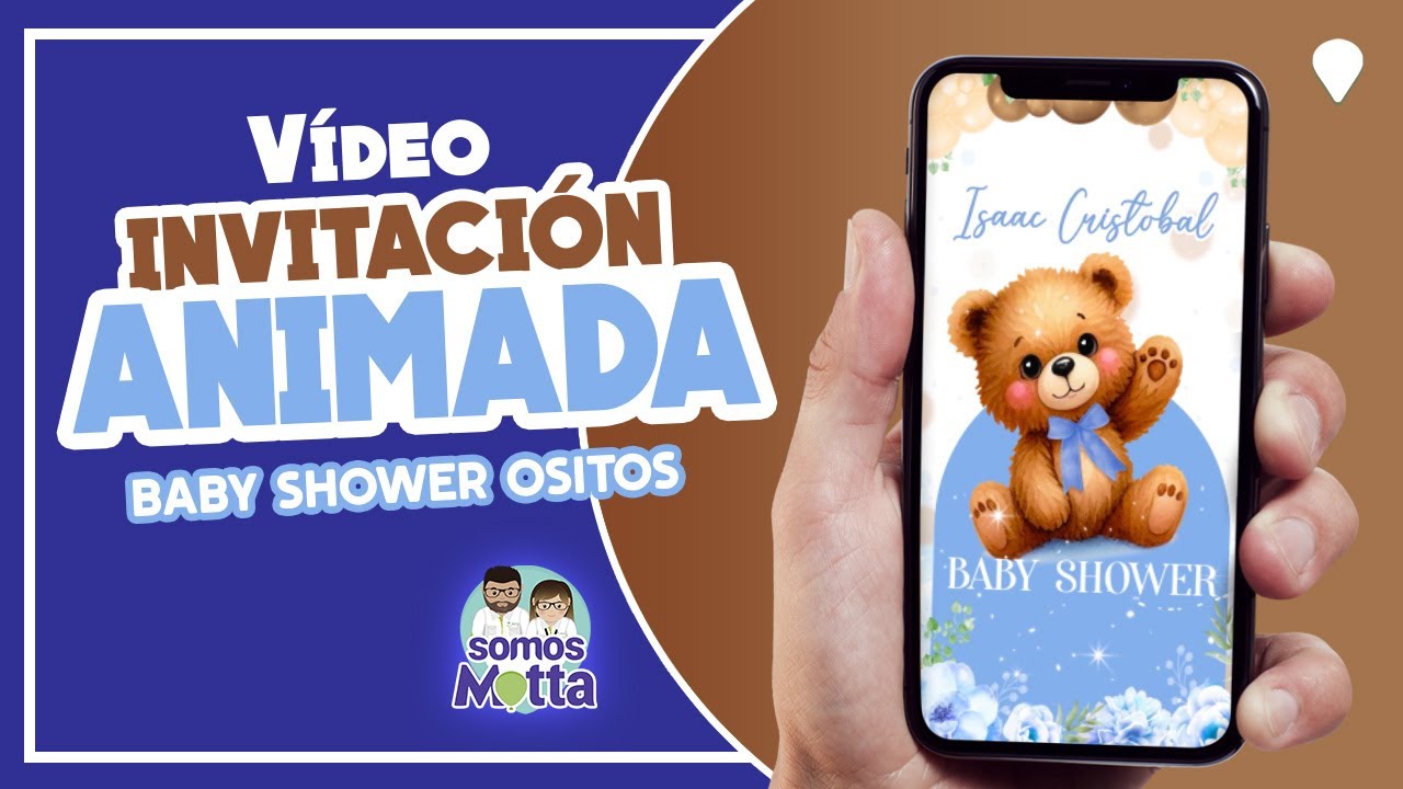 Invitación Baby Shower de Osito, image size:1280x720