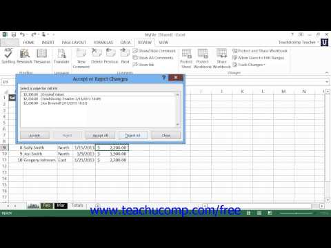 Excel 2013 Tutorial Reviewing Changes Microsoft Training Lesson 16.3