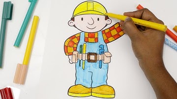 colouring Bob the Builder, Colouring Pages for kids, learning colors with Bob the Builder