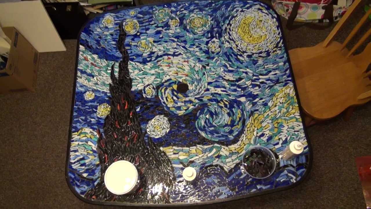 Stain Glass Van Gogh Patio Table Near Finish
