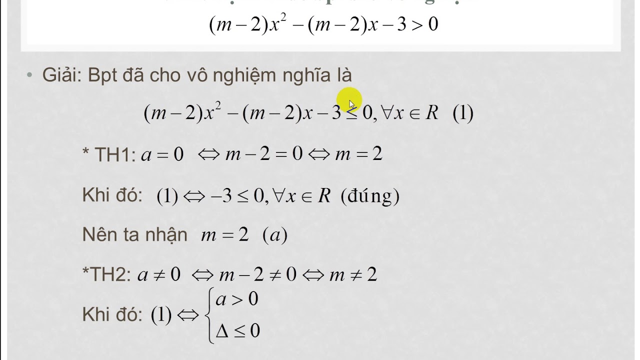 LỚP 10 - TAM THỨC BẬC 2 (CÁC BÀI TOÁN THAM SỐ) - youtube