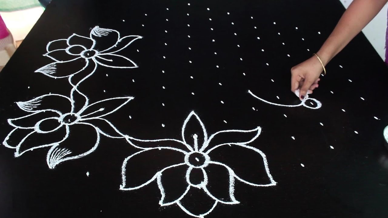 Simple Rangoli Designs with 13X7 Dots | Big Lotus Rangoli Designs ...