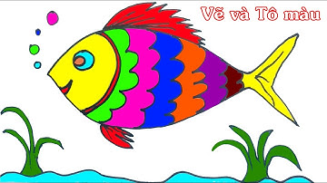 how to draw fish, vẽ và tô màu con cá nhiều màu sắc, bé học các màu sắc cơ bản, dạy vẽ con cá đẹp