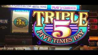 CLASSIC OLD SCHOOL CASINO SLOTS: TRIPLE FIVE TIMES PAY SLOT PLAY! TRIPLE 5X PAY SLOT MACHINE!