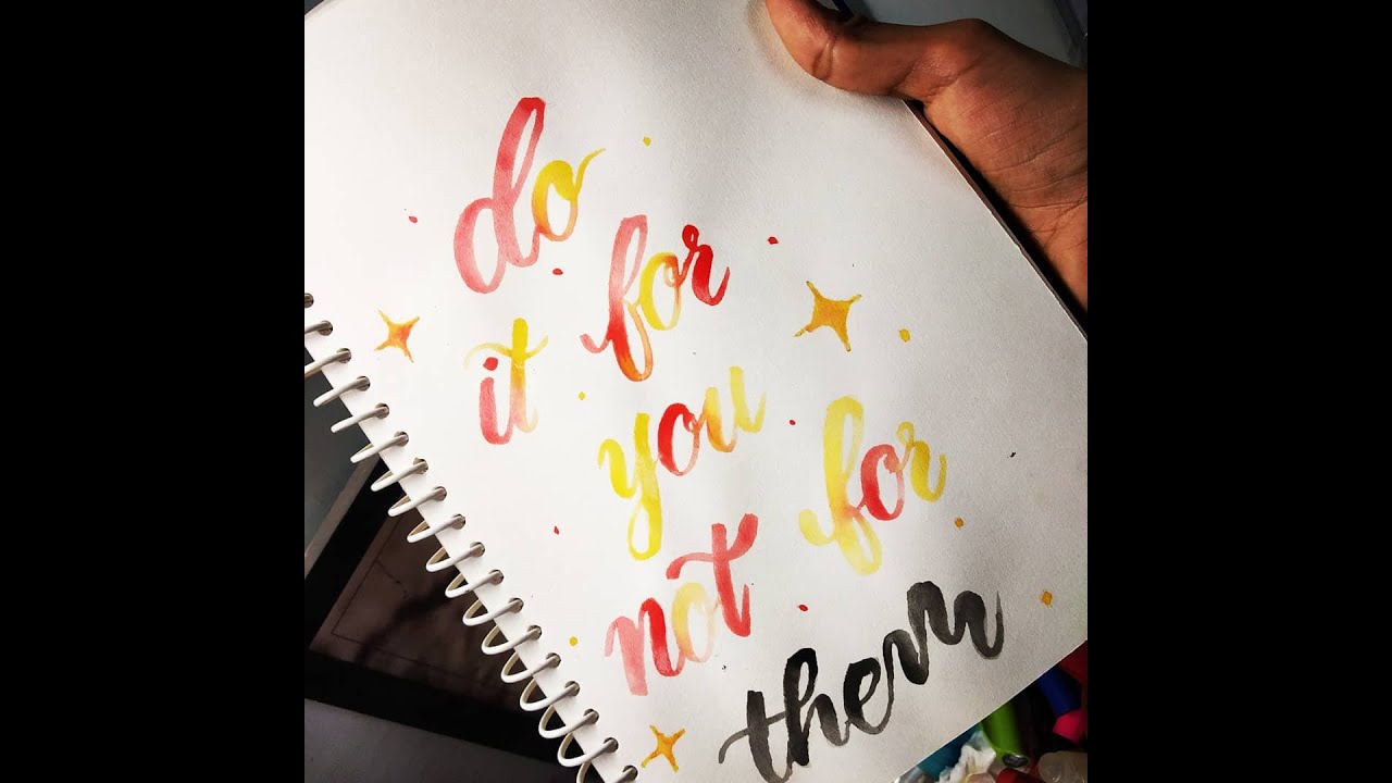 Calligraphy with paint brush colour blending YouTube