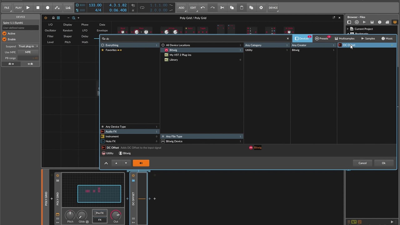 Bitwig 3 beta, extracting audio from Grid