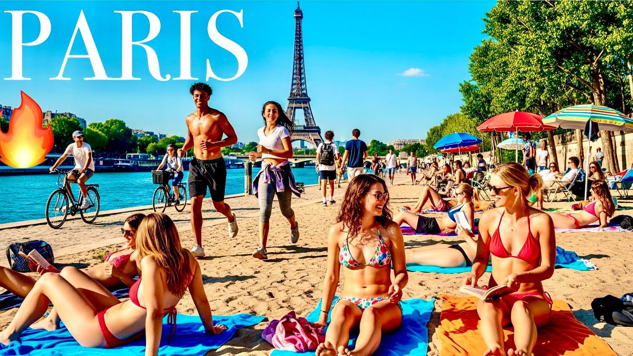 🌞 Paris Summer Beach 2025 | Seine River Walk, Place de la Concorde & Tuileries Garden in 4K