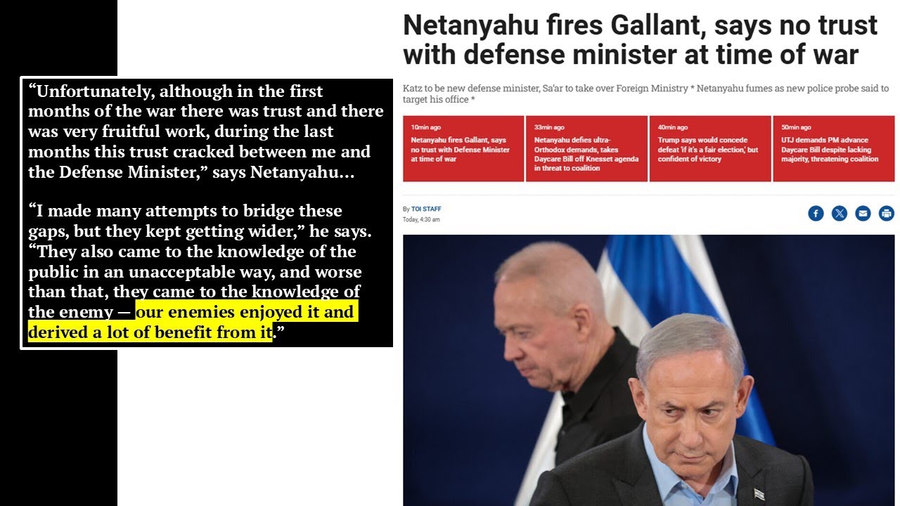 BREAKING: Netanyahu fires defense minister/ Can Israel Kill its Way to Victory? w?Matt Hoh