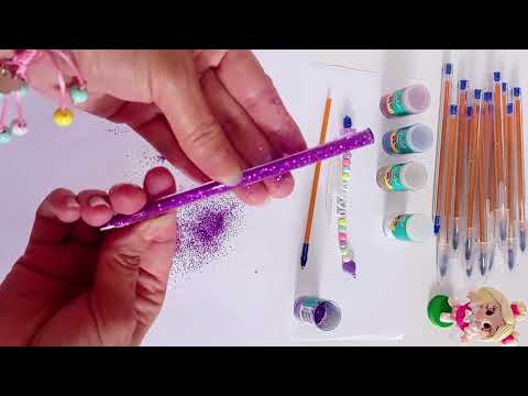 Técnicas para fazer caneta Customizada com glitter e cola transparente sem estourar a caneta