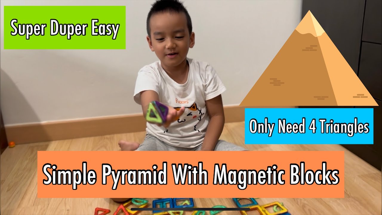 Magformers Create Pyramid with Blocks. Educational Toys to