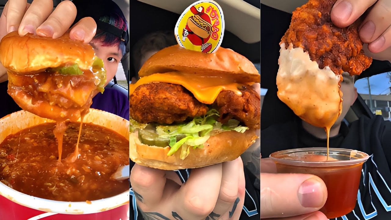 TikTok Mukbang Compilation | Wendy's, Dave's Hot Chicke, Wingstop & more