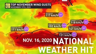 Lake effect snow locks, we get over this windstorm in Ontario | National Weather HIT | Nov. 16, 2020