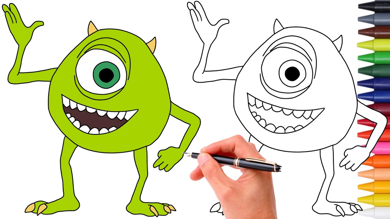 Como Desenhar o Mike Wazowski de MONSTROS S.A. | Desenho de Monstros S ...