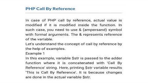 PHP CALL BY REFERENCE  IN PHP COMPUTER LANGUAGE