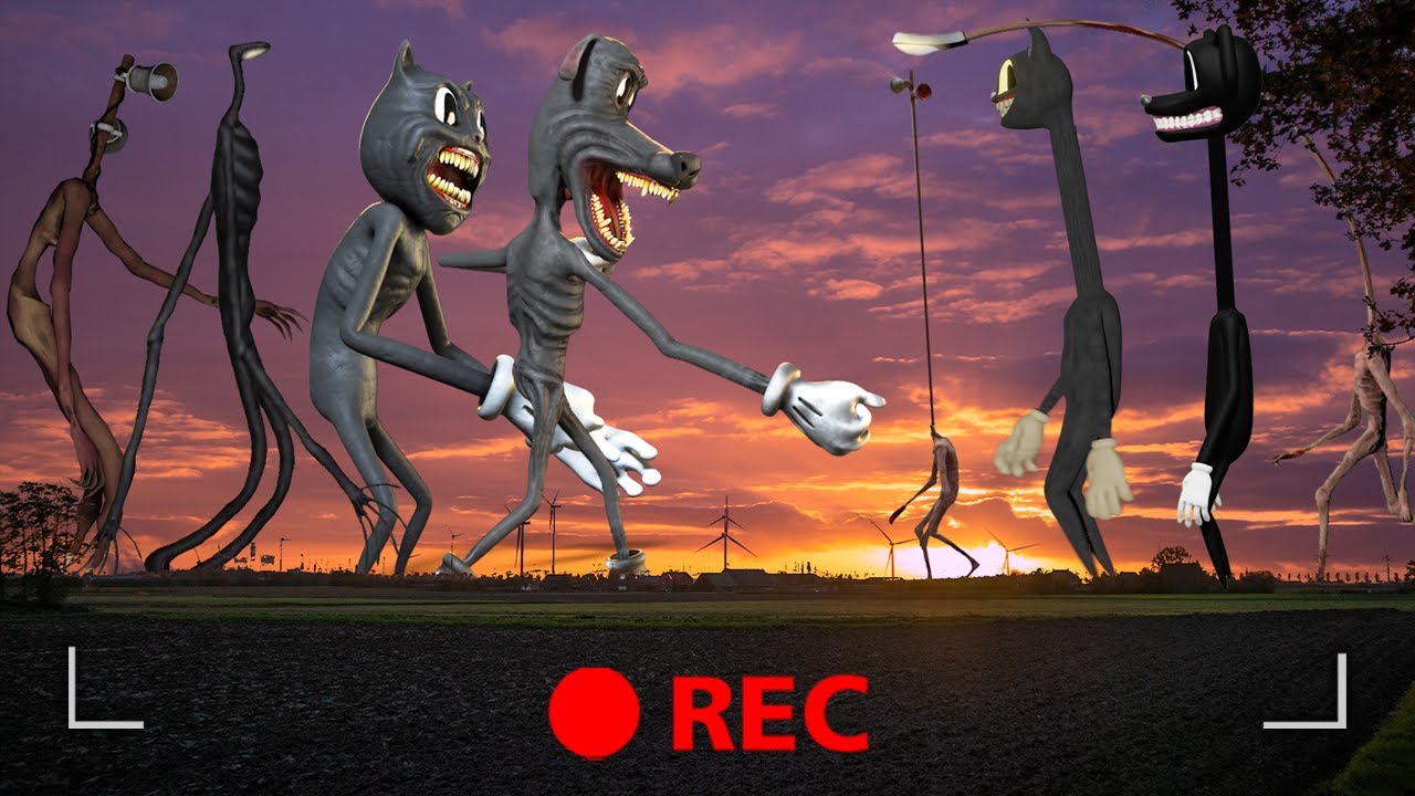 TEAM Siren Head, Light Head, Cartoon Cat & Dog VS Long Neck Siren