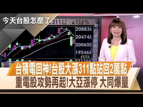 台積電回神!重電發威 台股大漲311點重登2萬點 重電族群攻勢再起!大亞漲停 大同爆量28萬張｜【今天台股怎麼了】20240417｜主播曾鐘玉@ustvhotstock