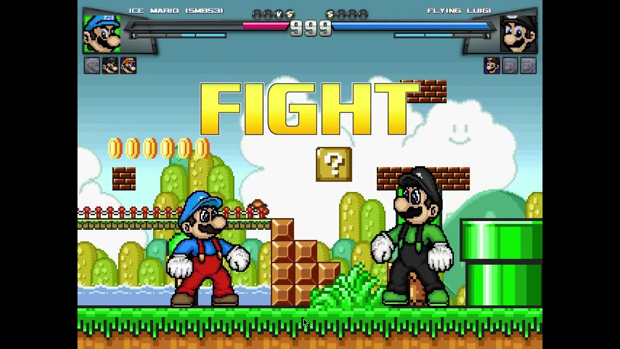 MUGEN Team Fire Mario vs Team Fire Luigi