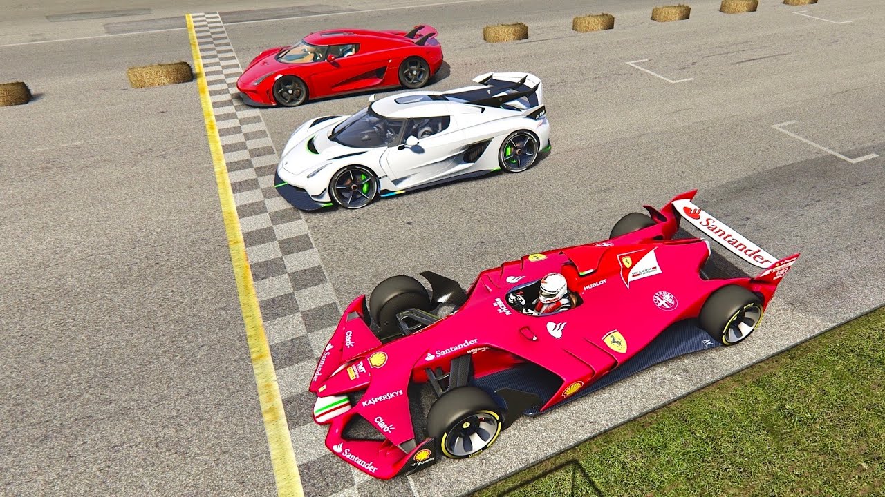 Koenigsegg Jesko Vs 2025 Ferrari F1 Concept Vs Koenigsegg Regera Old