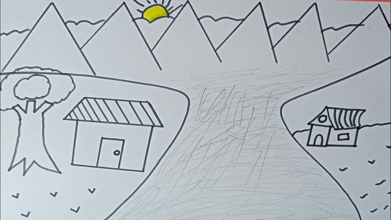 How to Draw a Beautiful Sunset at River Side | Full Video Tutorial