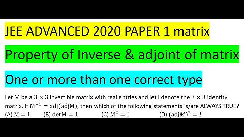 Let M be a 3×3 invertible matrix with real entries and let I denote the 3×3 identity  #jeeadvanced