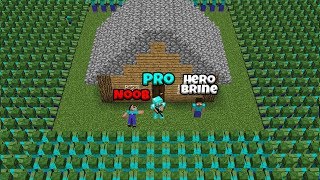 Minecraft Battle: NOOB vs PRO: HEROBRINE VS 10000 ZOMBIE CHALLENGE / Animation