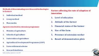 Agricultural extension [SS 3, JAMB Tutorial, WAEC, NECO, Post-UTME, NABTEB]