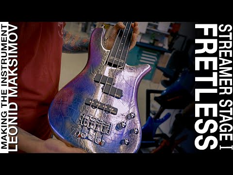 MAKING THE INSTRUMENT: Streamer Stage I Fretless - Blue Flip-Flop Chrome Finish #18-3978