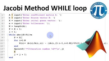 Jacobi Method MATLAB code using WHILE loop