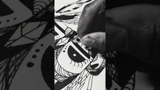 Drawing African mask 68 of 100 pen and ink artwork