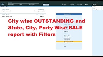 Tally TDL of City wise Outstanding with City filter and State, city, party wise Sale Report