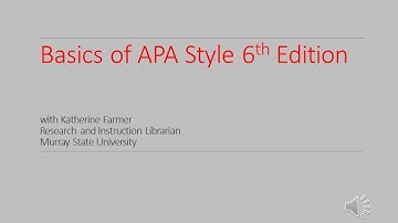 Basics of APA Style 6th Edition Workshop
