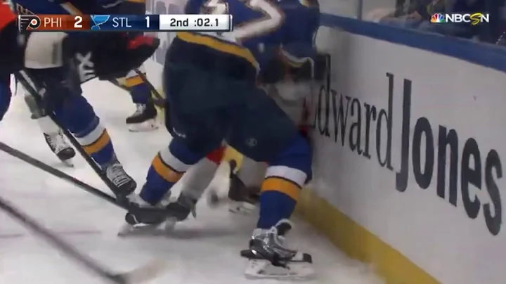 David Perron Cheapshot Crosscheck on Travis Konecny