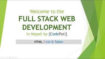 Full Stack Web Development 04 - HTML - List & Tables