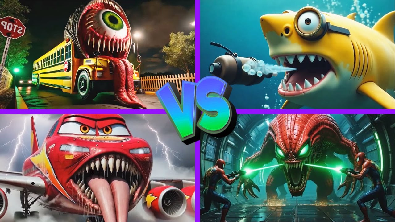 Spider-Man Worm🆚Minion Shark🆚Bus Eater🆚NcQueen Infected Sky - Tiles Hop EDM Rush 🎶