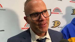 Ducks head coach Greg Cronin speaks to the media after their 2-0 loss to the Penguins - 11/7/23