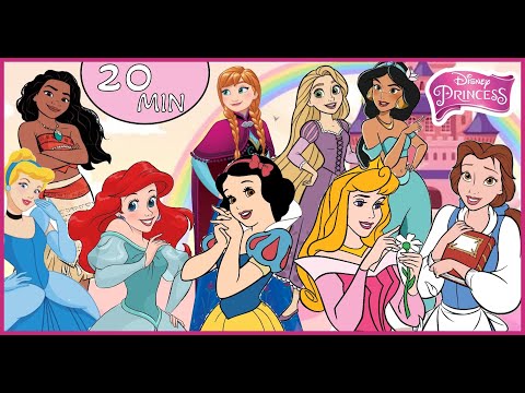 LONG Disney PRINCESS Together Coloring Pages 20 Min ARIEL SNOW WHITE Anna ELSA Moana Tiana Belle