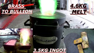 BRASS TO BULLION INGOTS HUGE 4.6KG MELT AND A 3.5KG INGOT DEVIL FORGE FURNACE ASMR METAL MELTING