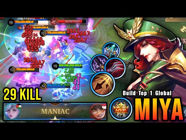 29 Kills + MANIAC!! Super Fast Attack Speed Miya Insane LifeSteal - Build Top 1 Global Miya ~ MLBB class=
