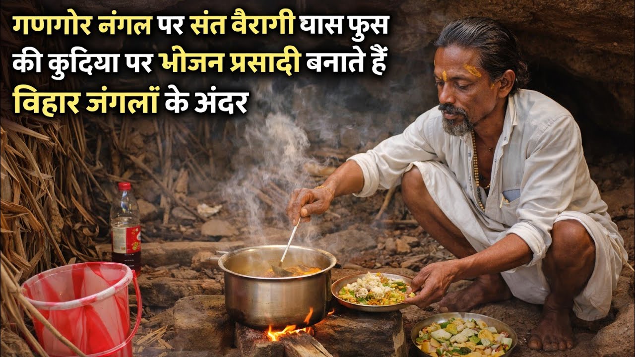 मंदाकिनी नदी के किनारे तपस्या कर रहे ब्रह्म ज्ञानी कौशल गिरी महाराजा जी की टिक्कड़ प्रसादी 