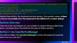 How to Make the Keyboard Appear in an Android Custom Dialog