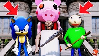 PIGGY vs GRANNY vs BALDI & SONIC The Hedgehog CHALLENGE! (GTA 5 Mods FNAF RedHatter) screenshot 5