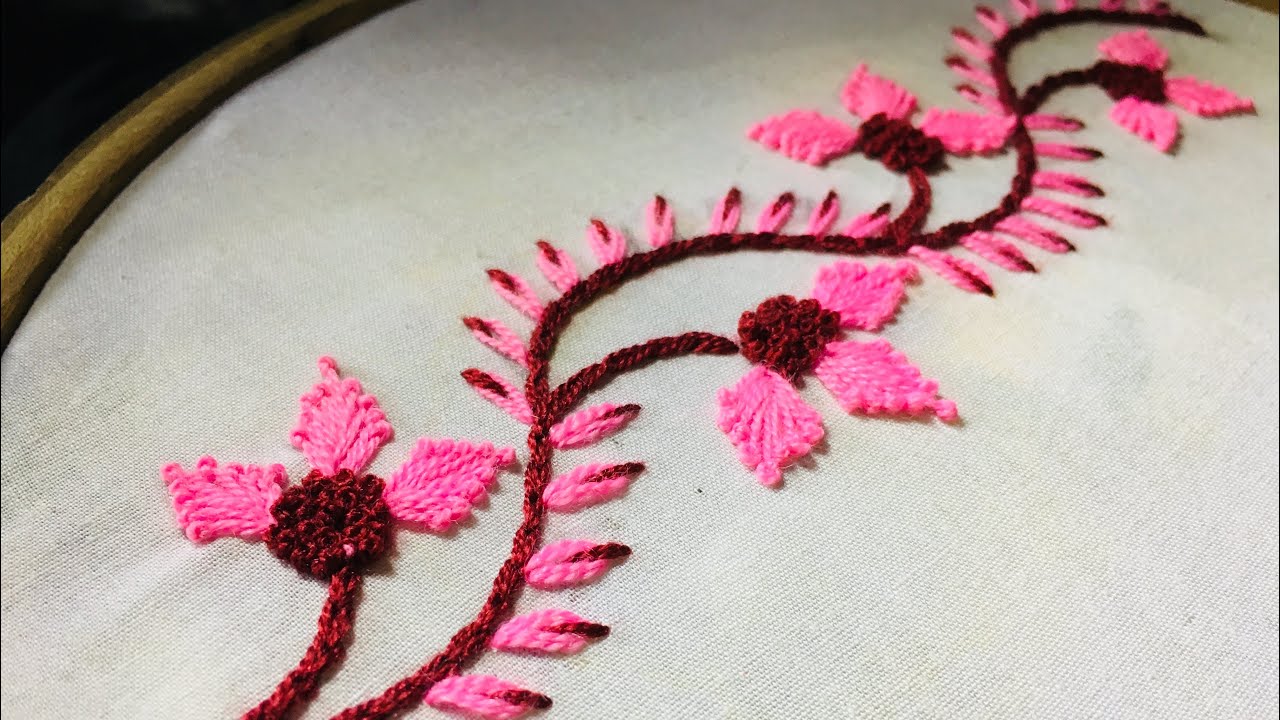 Hand Embroideryborderline embroidery design for dress(part 3) by