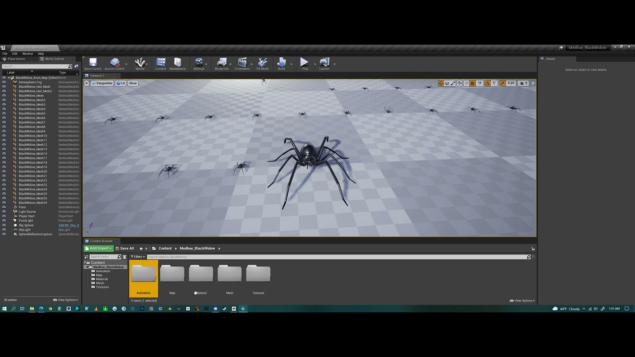 Medhue Black Widow Spider in Unreal Engine!! - YouTube