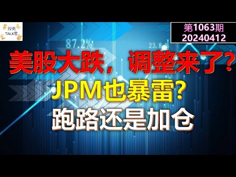 ✨【投资TALK君1063期】美股大跌，调整来了？JPM也暴雷？跑路还是加仓？✨20240412#NFP#通胀#美股#美联储#CPI#美国房价#btc#比特币