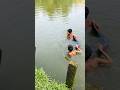 Village Kids fishing with a lungi in the pond #shortsfeed #shorts #fish #fishing #fishinglife