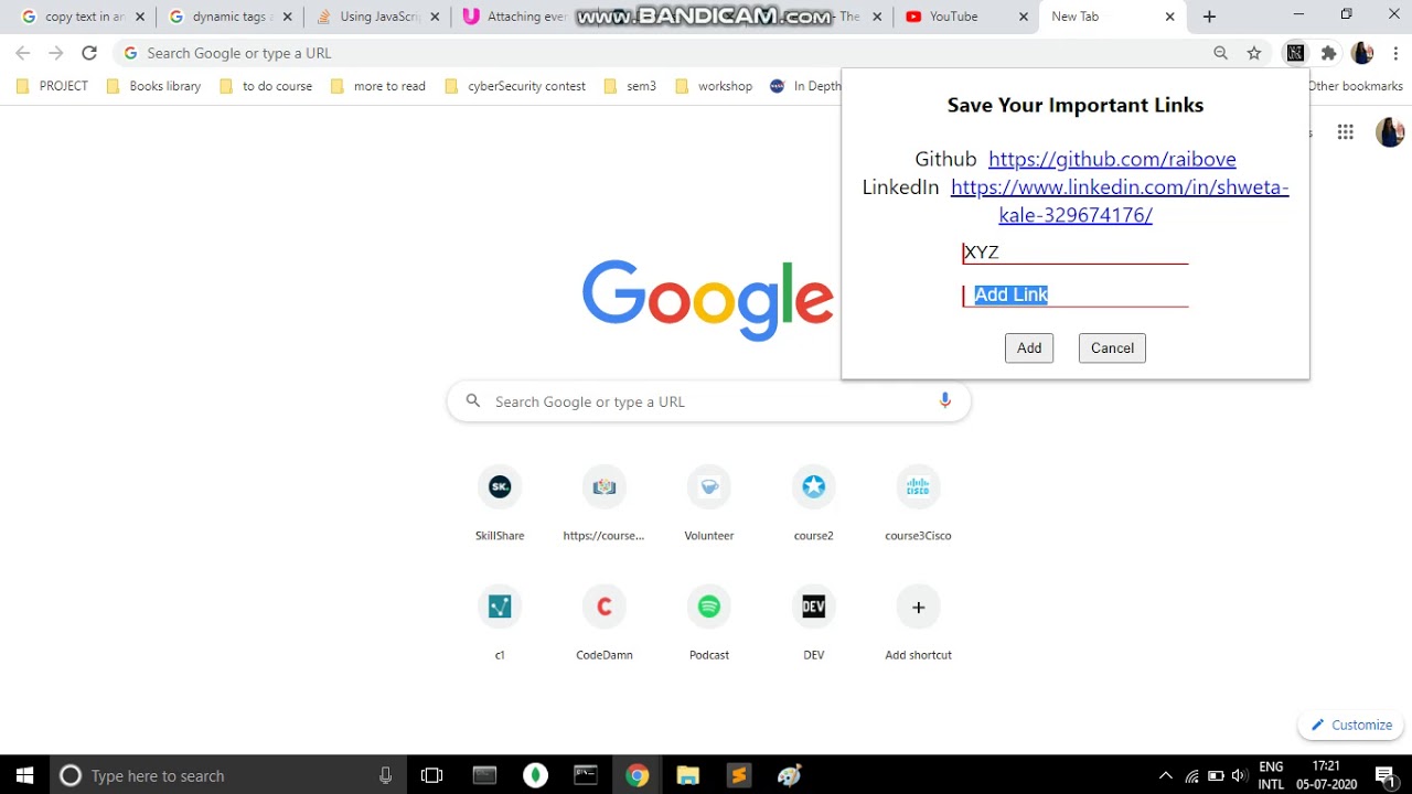 hackathon chrome extension - YouTube