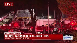 Crews respond to fire at Lexington car dealership building