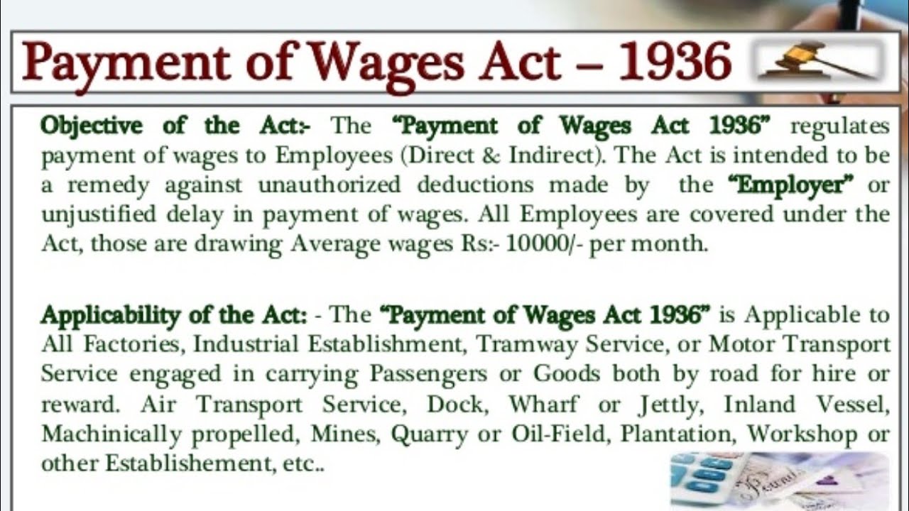 Payment Of Wages Act1936 YouTube