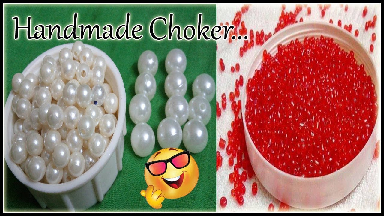 How to make Pearl Beaded Choker Necklace Diy jewellery making at