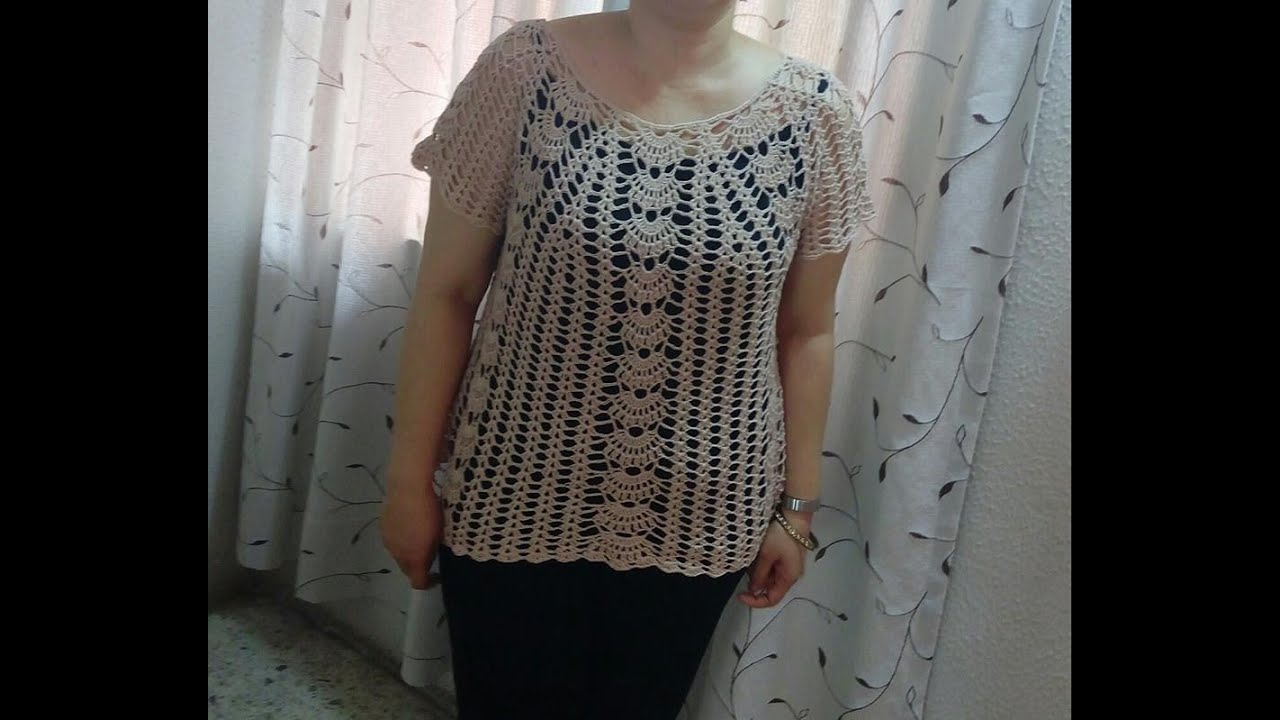 Blusa tejida en abanicos parte 1